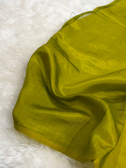 Banarasi Green Shades Boota Handwoven Pure Paper Silk RM-10