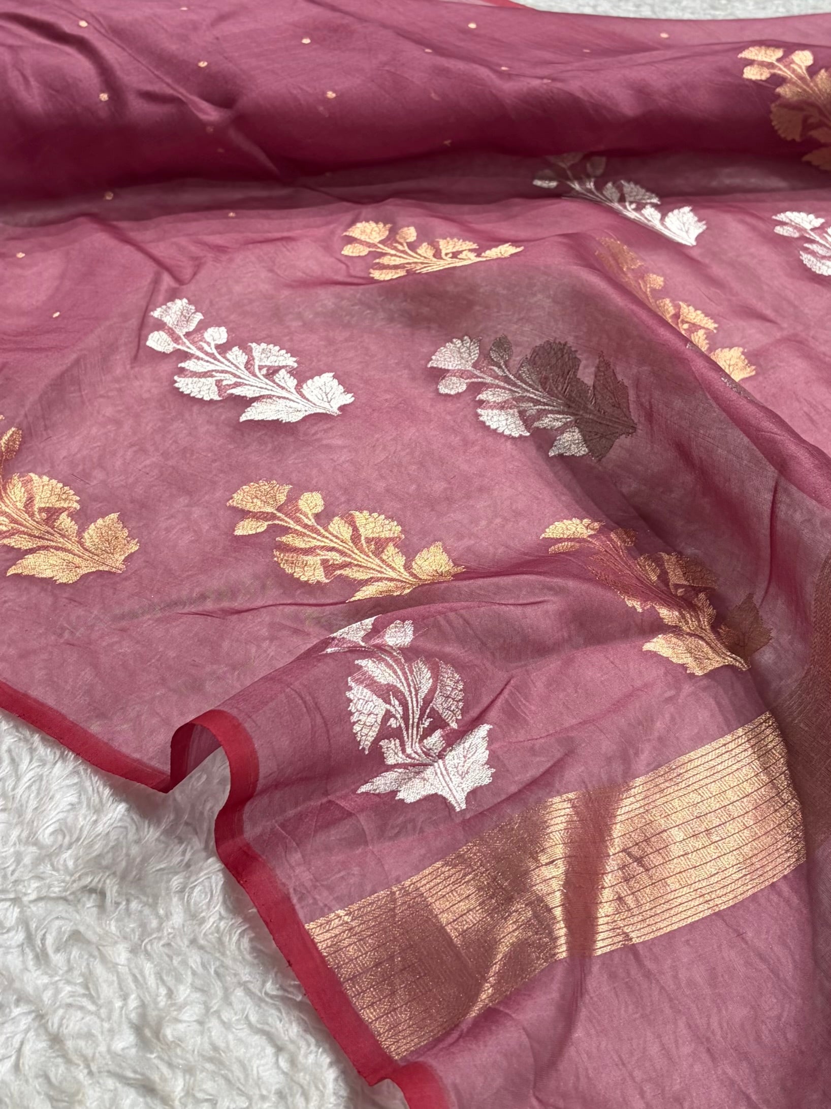 Banarasi Pure Organza Wine Shades Banarasi Silk Saree PO-35