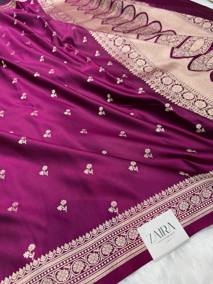 Wine Shades Floral Boota Mashru Silk Saree