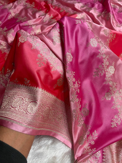 Blush Pink Rangkat Banarasi Cross Mashru Silk Saree MS01