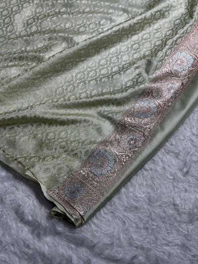 Banarasi Floral Minakari Jaal Pattern in Ivory Shades Floral Mashru Silk Saree MCS100