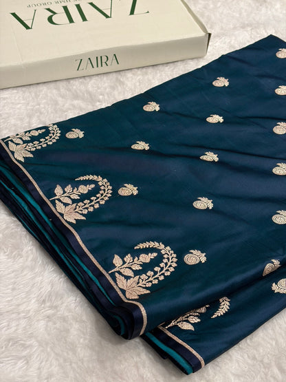 Banarasi German Blue Booti Mashru Silk Saree MSM-33