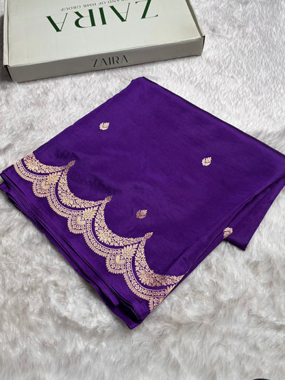 Purple Shades Boota Handwoven Pure Katan Raw Mango Silk RM-19