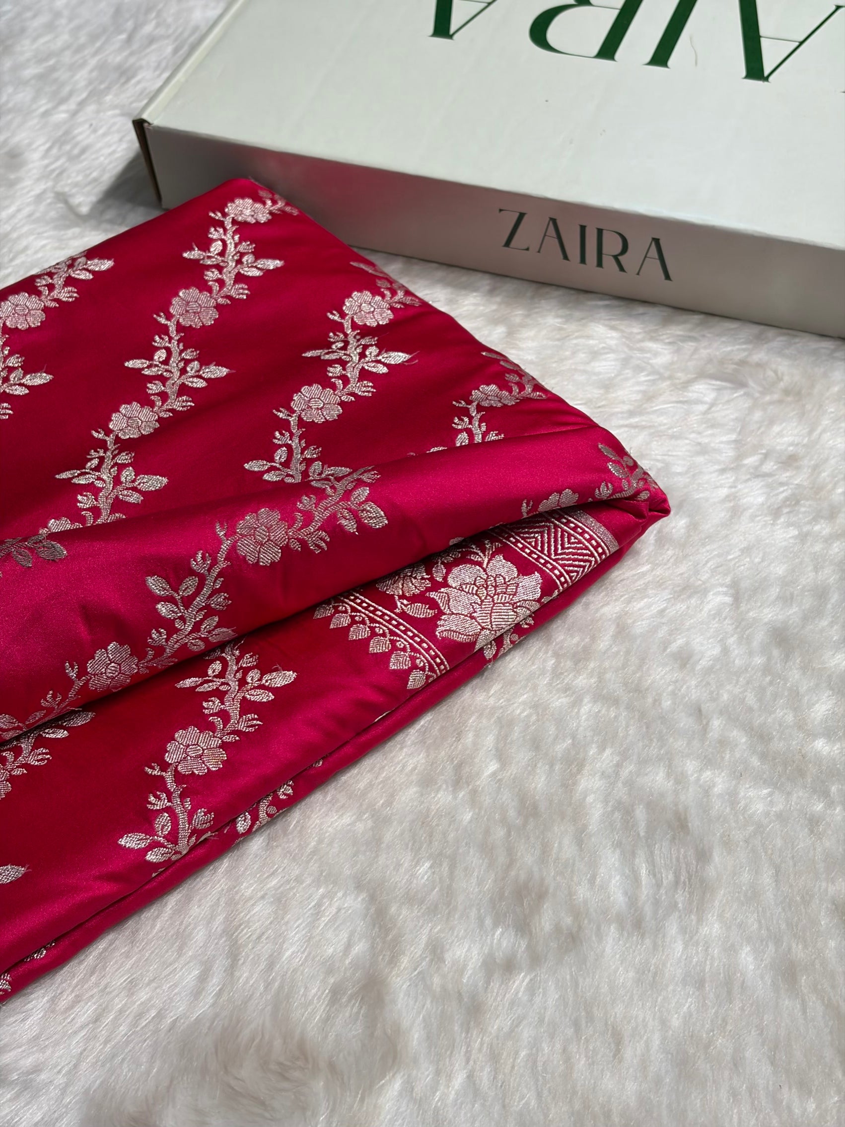 Ruby Pink Shades Banarasi Cross Jaal Mashru Silk Saree MS18