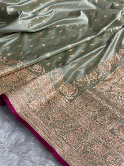 Katan Silk Saree In Pista Shades SK08