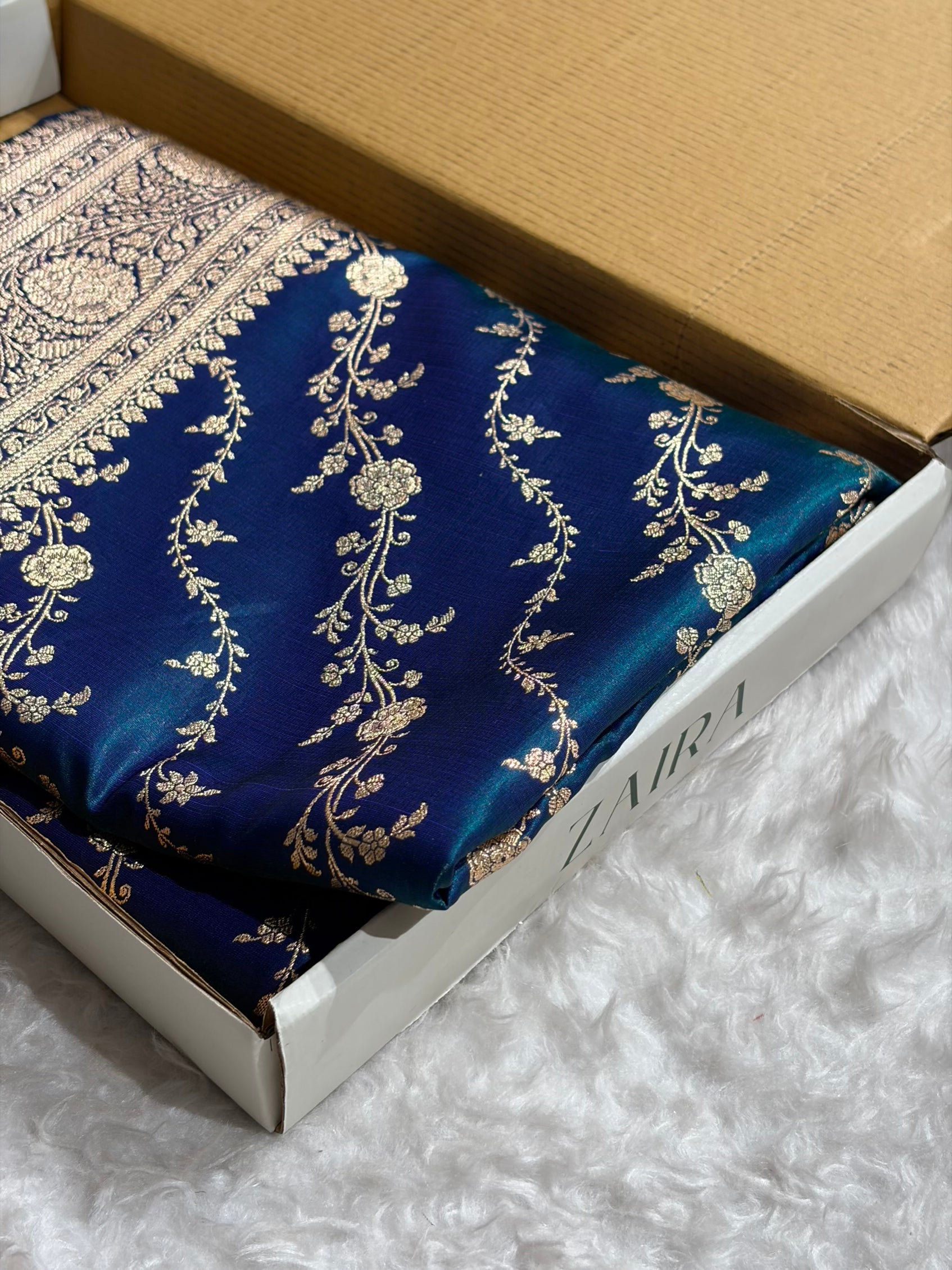 Satin Silk Cross Pattern in Peacock Shades SS37