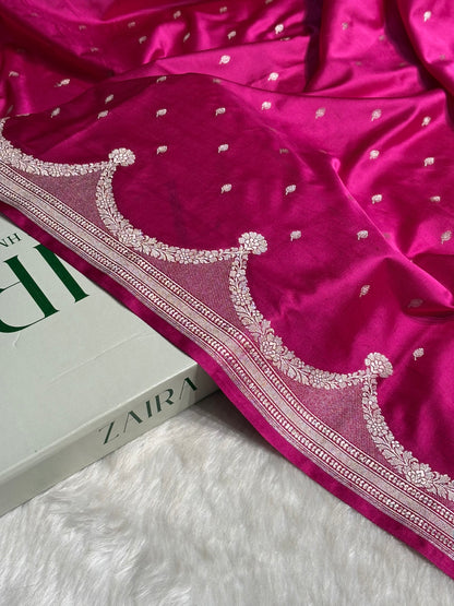 Pink Shades Scallop Mashru Silk Saree MS60