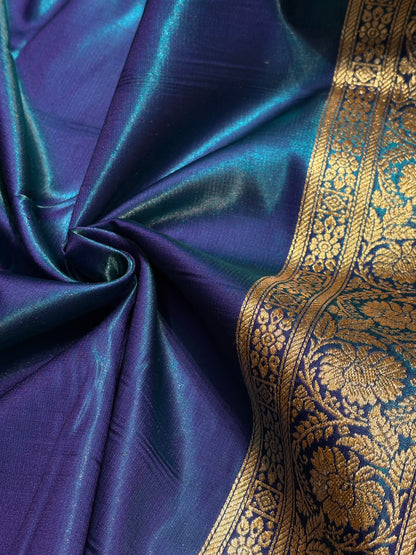 Peacock Shades Banarasi Satin Silk Saree SS32