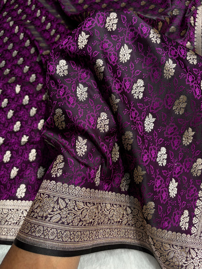 Dark Magenta Shades Tanchoi Motif Mashru Silk Saree MST-10