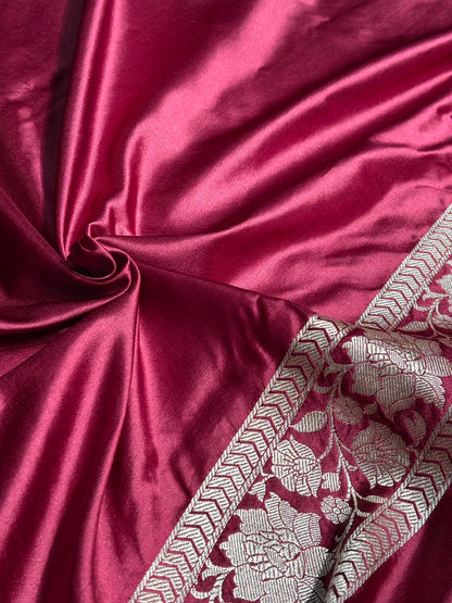 Garnet Jaal Pattern Mashru Silk Saree MS56