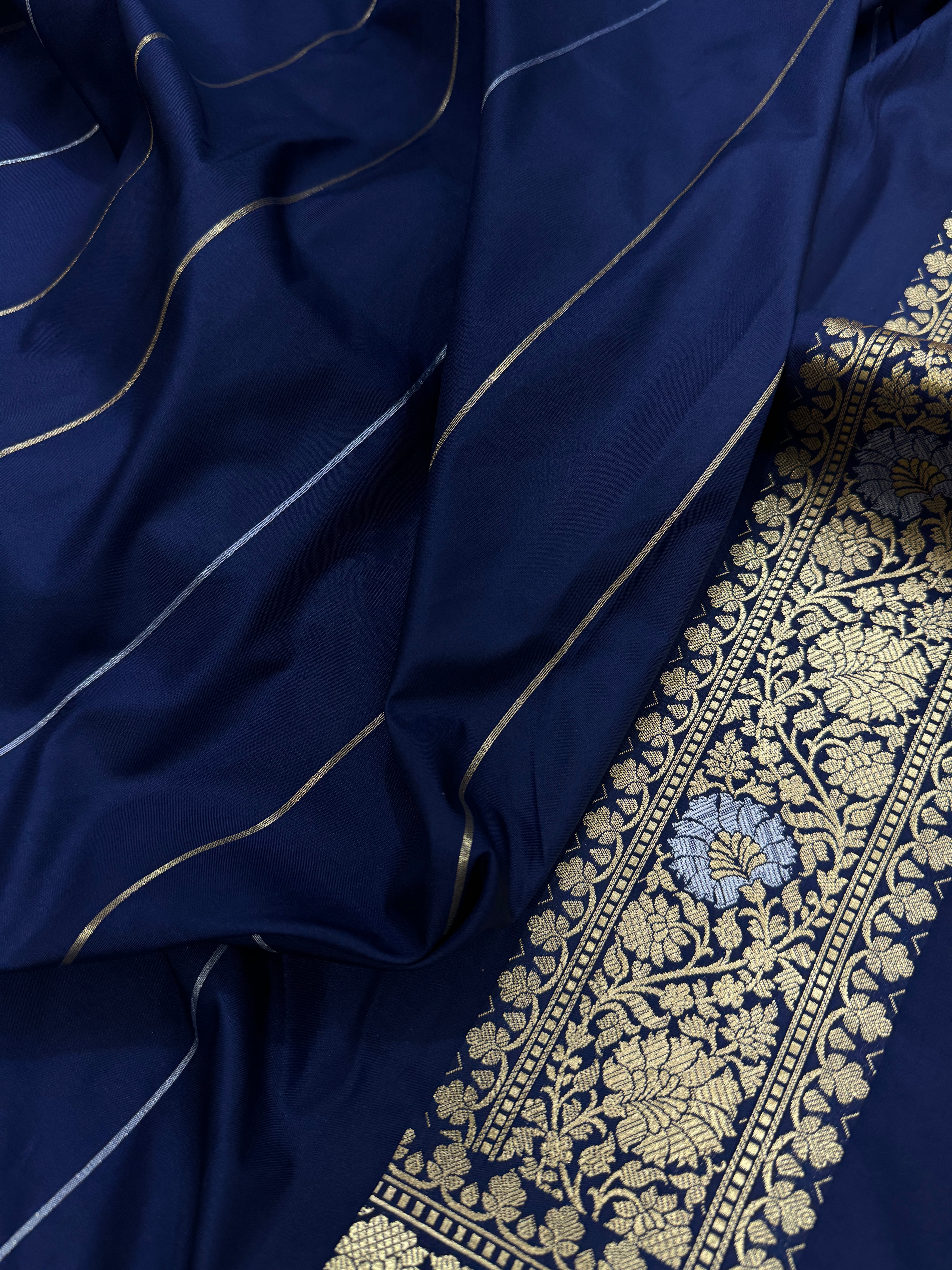 Navy sona Rupa Blended Katan Silk