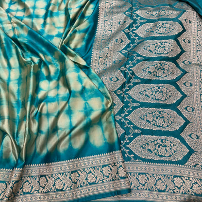 Marbel German Blue Mashru Silk Saree