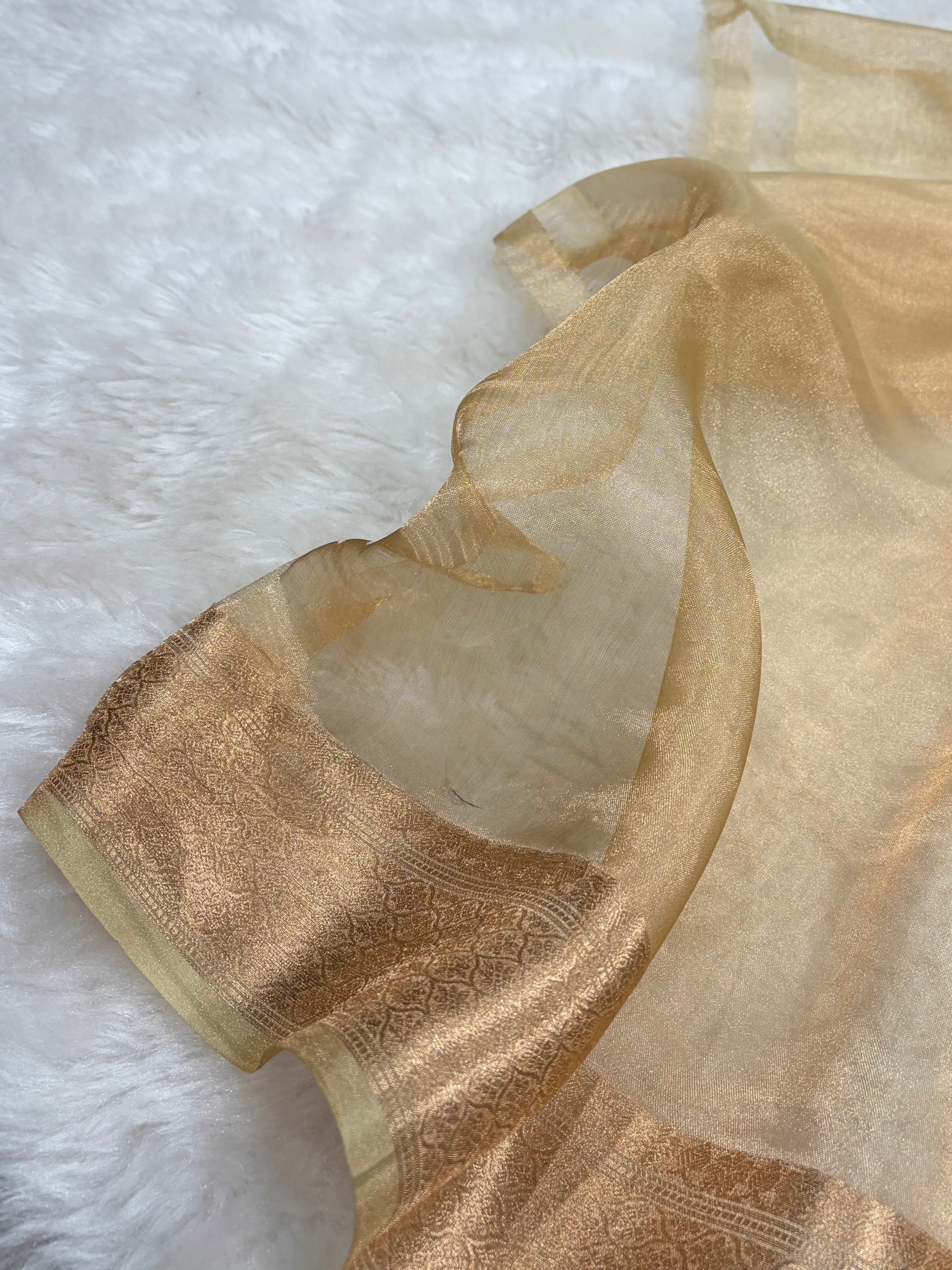 Tusser Bananasi Floral Shades Pure Tissue Silk Saree PT-53