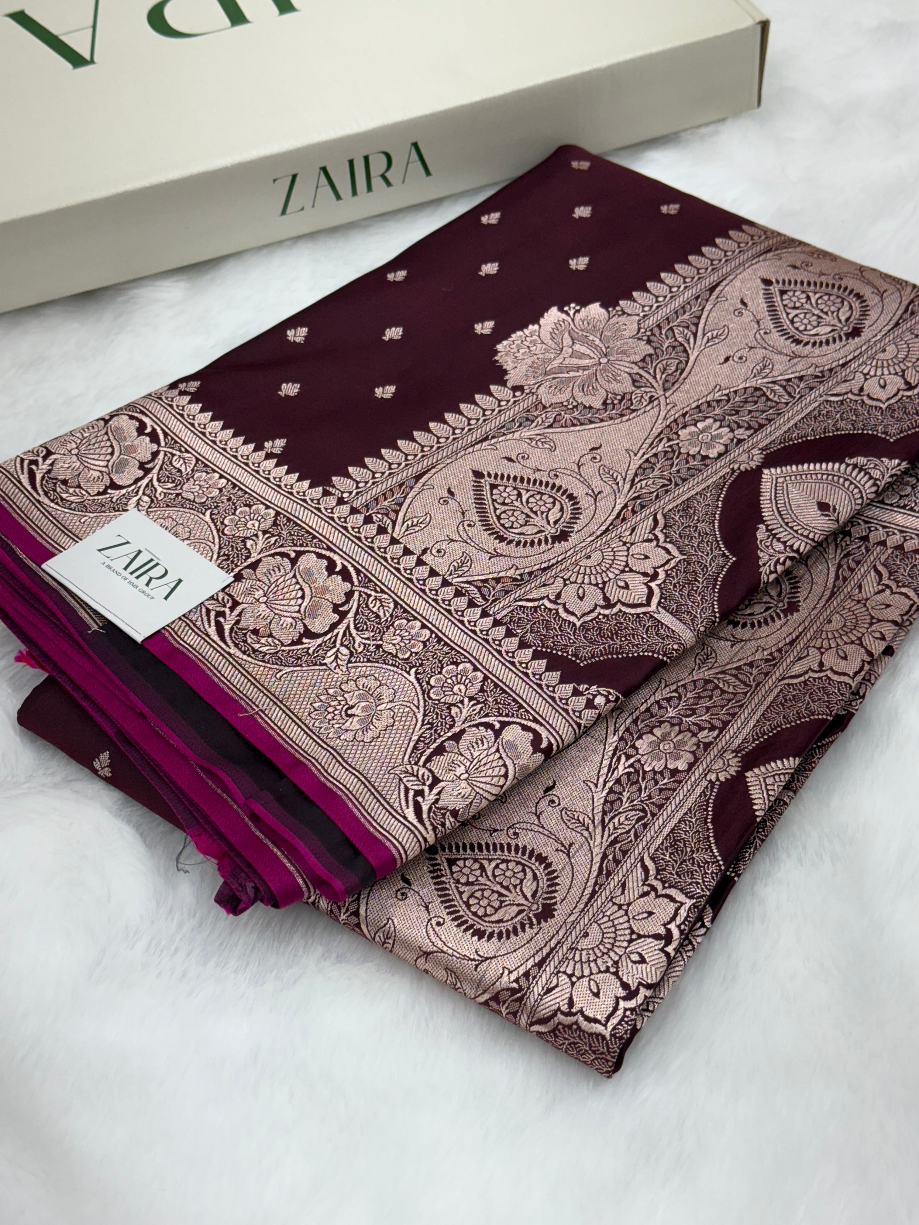 Chocolate shades Mashru Silk Saree for Festive Seasons