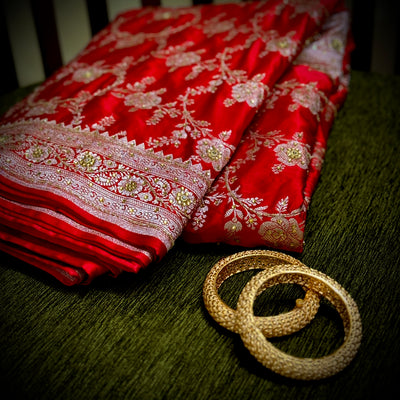 Red Mashru Silk with Ari and stone work BMCS28