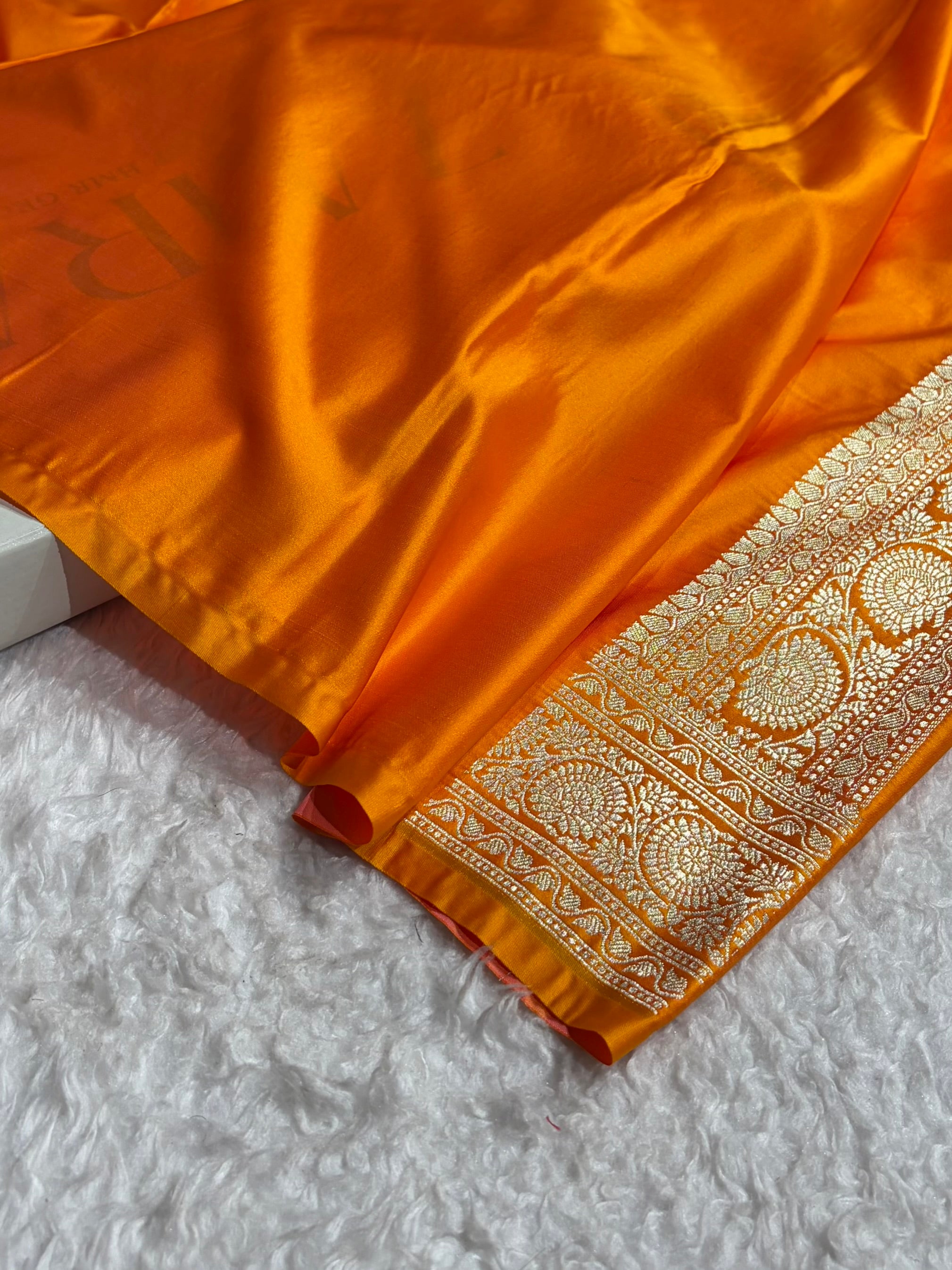 Banarasi Satin Katan Saree With Minakari Jaal Pattern in Mustard Shades SK126