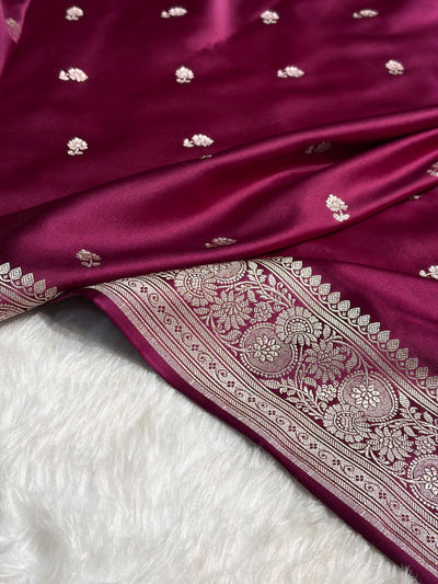 Banarasi Wine Shades Booti Mashru Silk Saree MCS73