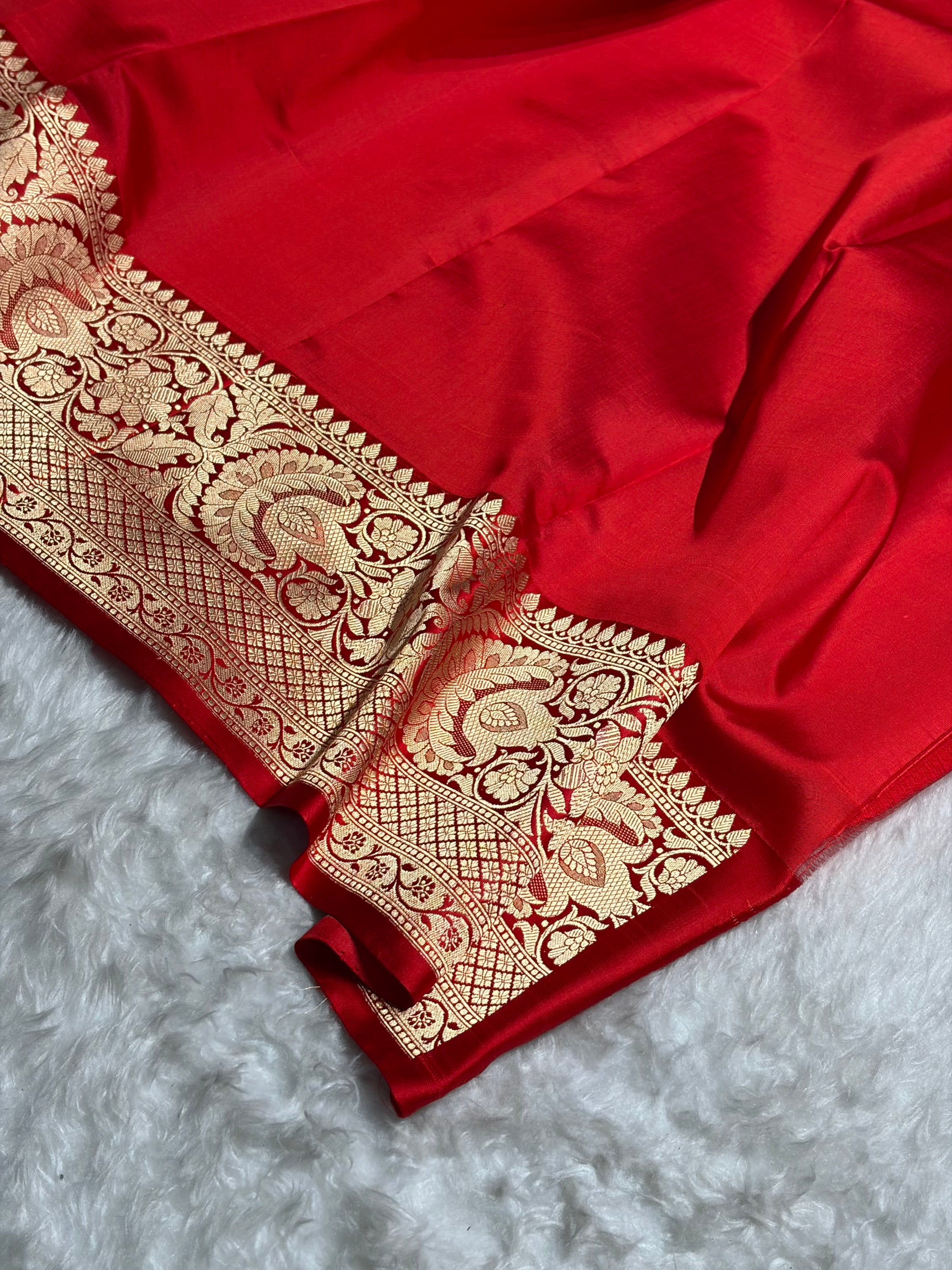 Contrast Pure Banarasi Organza Mustard With Maroon Floral Banarasi Silk Saree PO-16