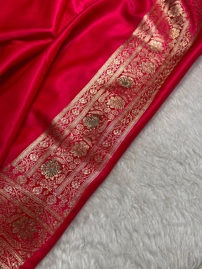 Satin Silk Saree Banarasi Booti With Swarovski Work in Cross Rani Shades BSS29