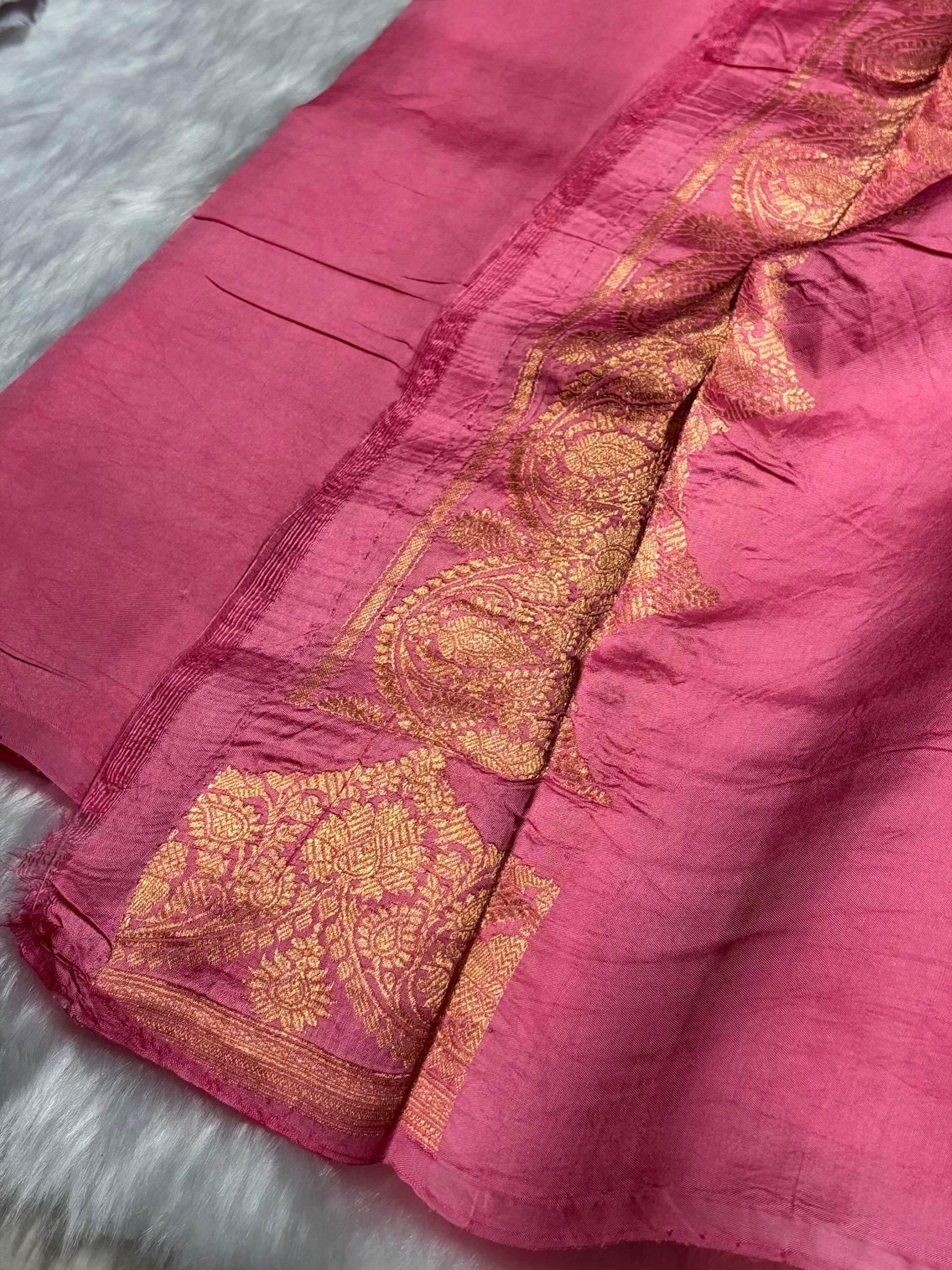 Ombré Baby Pink Shades Meena Boota Handwoven Raw Mango Silk RM-25