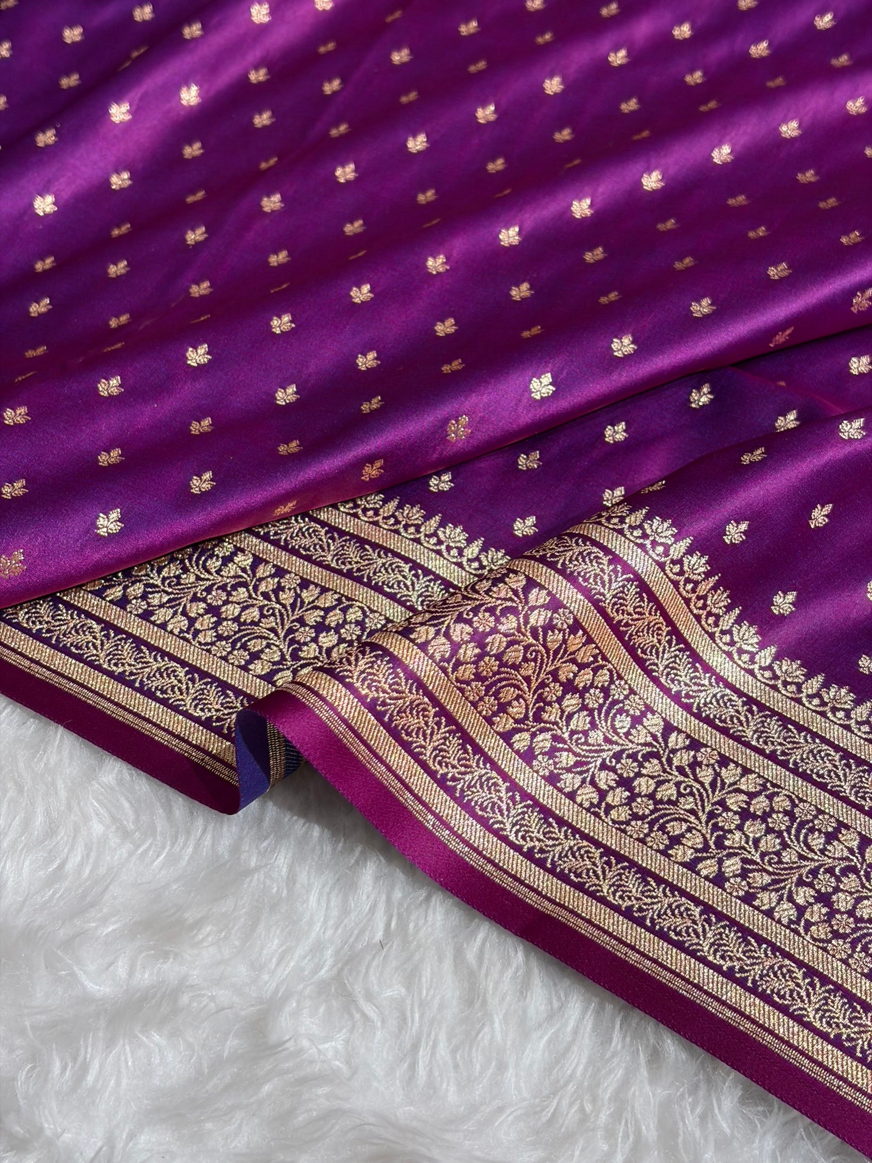 Banarasi Satin Katan Saree in Cross Wine Shades SK88
