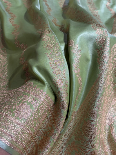 Banarasi Satin Silk Pista Cross SS10
