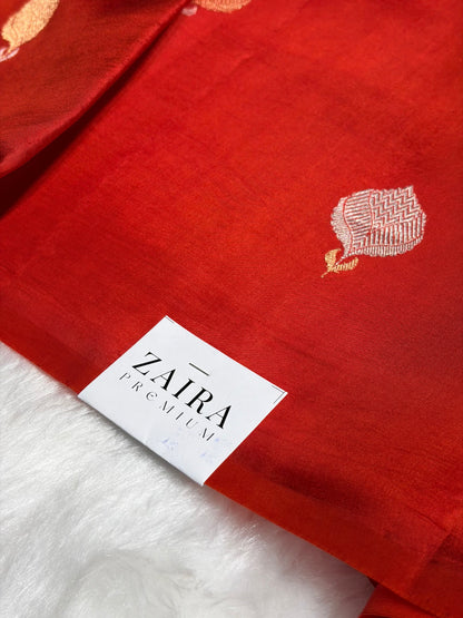 Red Shades Boota Handwoven Pure Raw Mango Silk RM-10