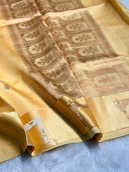 Lemon Shades Boota Handwoven Pure Raw Mango Silk RM-14