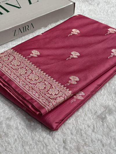 Banarasi Baby Pink Shades Boota Mashru Silk Saree MCS51