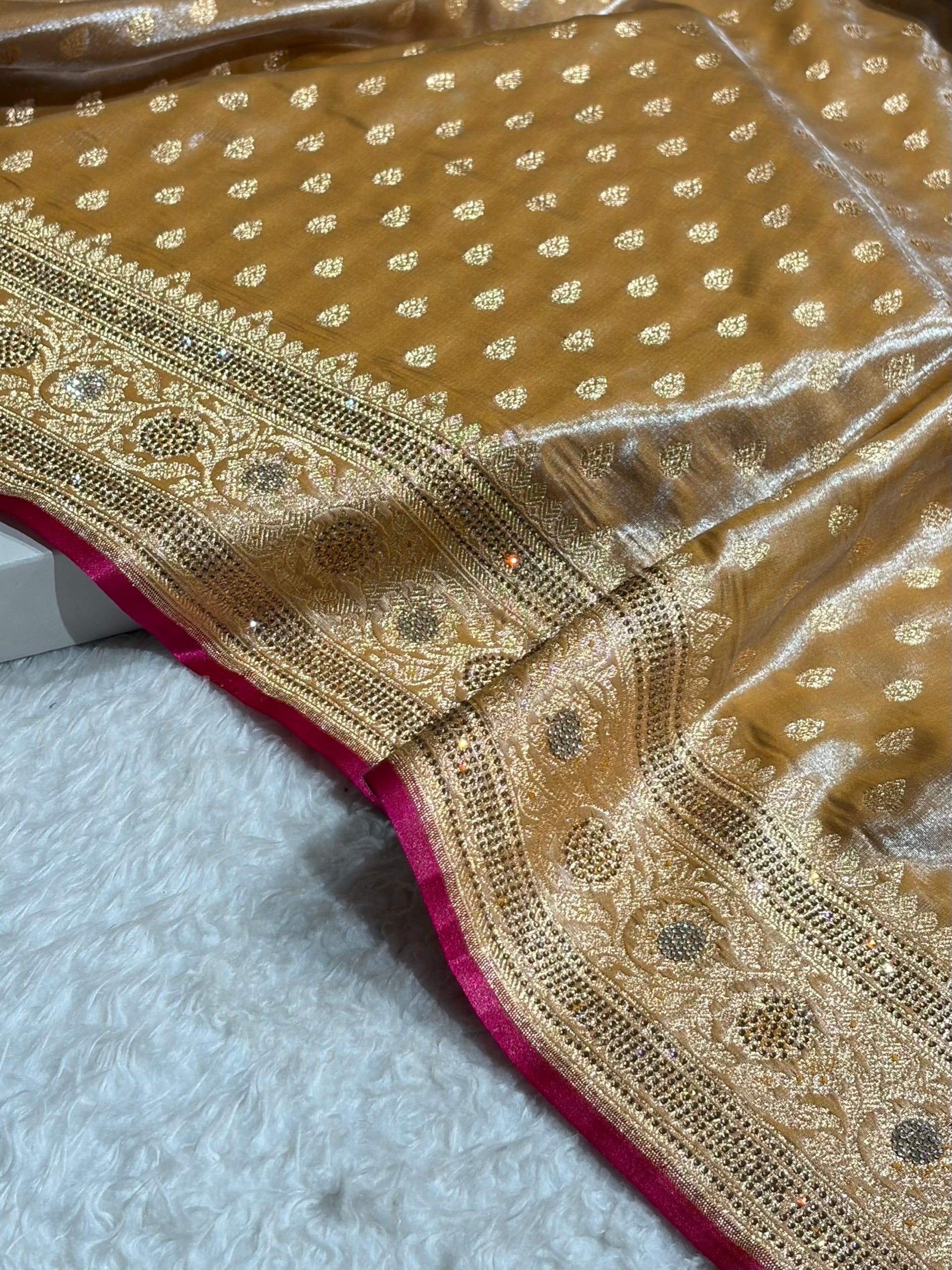 Birdal Satin Silk Booti in Beige Shades BSS01 (w)