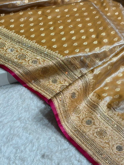 Birdal Satin Silk Booti in Beige Shades BSS01 (w)