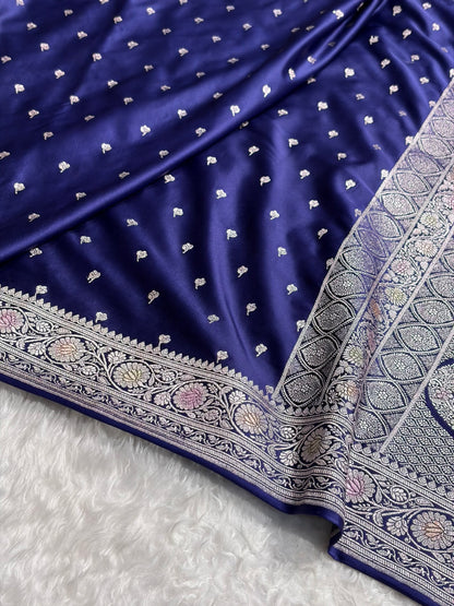 Royal Blue Shade With Booti Pattern Mashru Silk Saree
