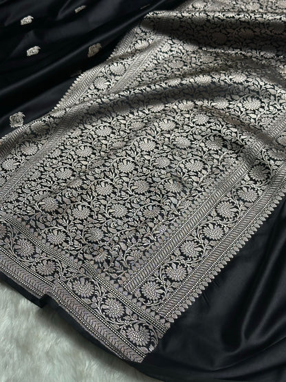 Black Boota Mashru Silk Saree MS25