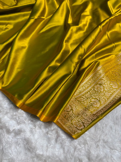 Liril Mehendi Treditional Banarasi Booti Pattern Satin Katan Silk Saree SK65