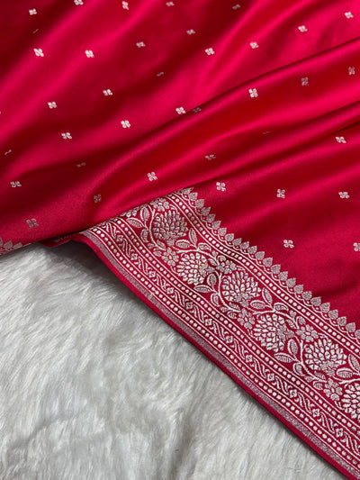 Dark Pink Shades Booti Mashru Silk Saree MCS70