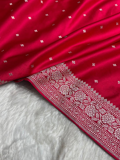 Dark Pink Shades Booti Mashru Silk Saree MS70
