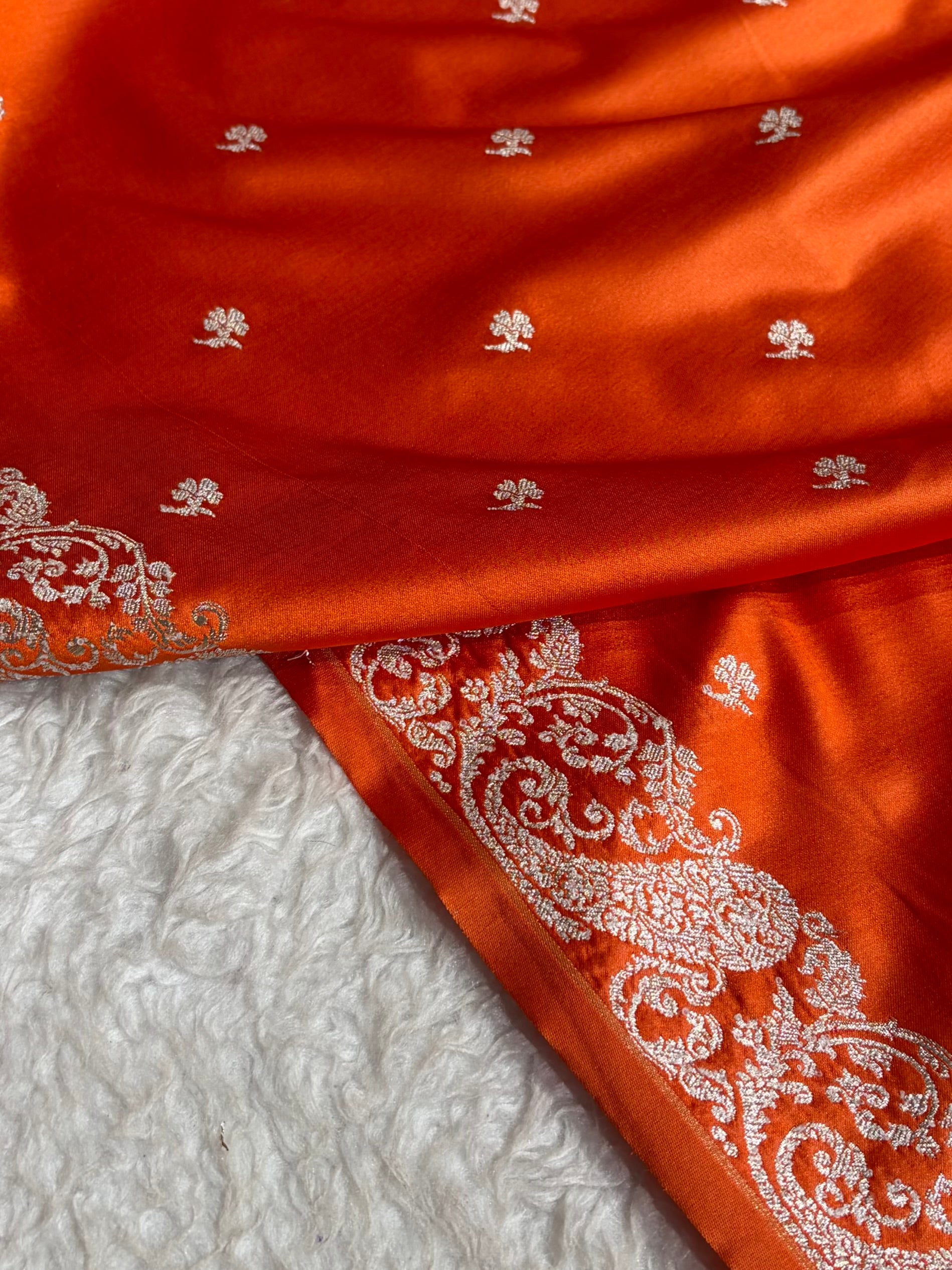 Kairi Border Orange Mashru Silk Saree