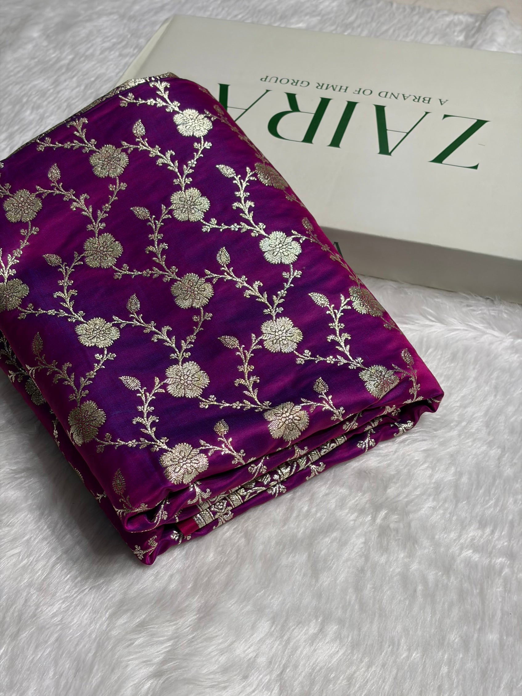 Cross Purple Jaal katan Silk Saree SK18