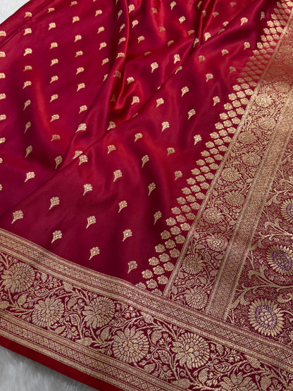 Reddish Magneta Traditional Soft Katan Silk Saree