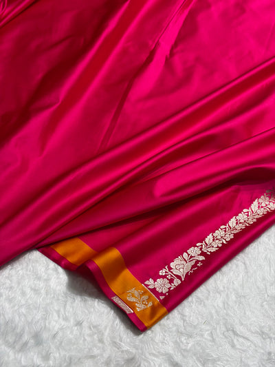 Banarasi Rani Shades Floral Minakari Skirt Border Mashru Silk Saree MSM-83