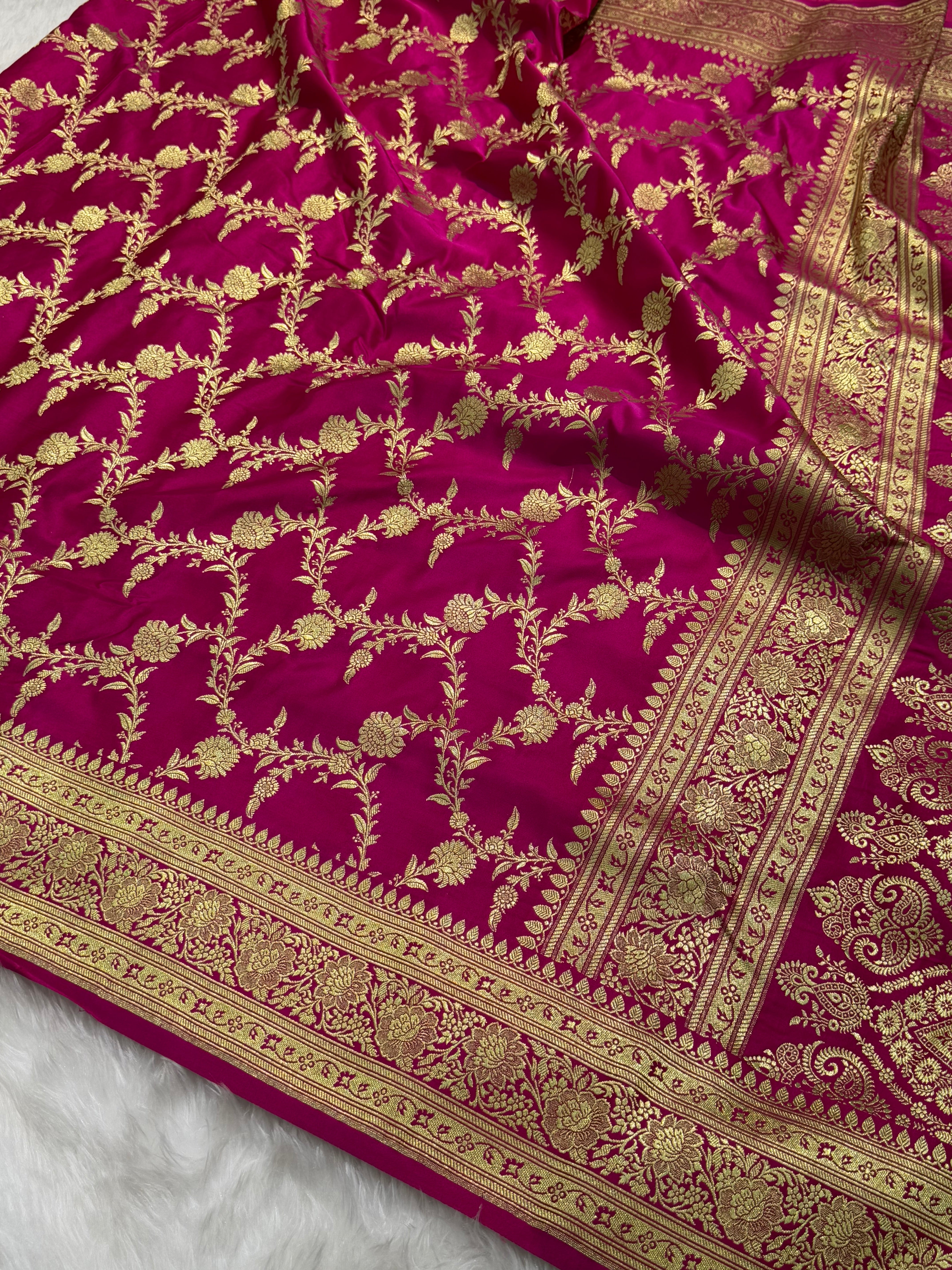 Premium Rani Banarasi Jaal Katan Silk Saree