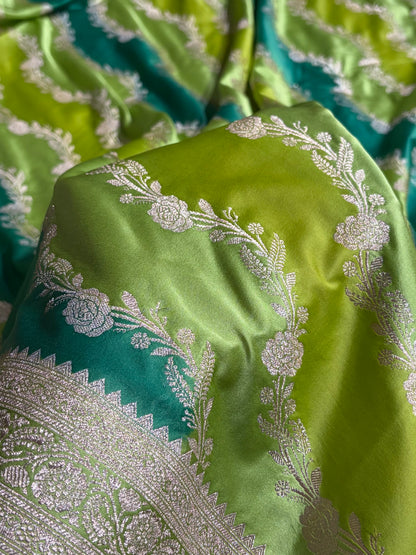 Multicolour Rangkat Mashru Silk Saree With Cross Pattern MSRK03