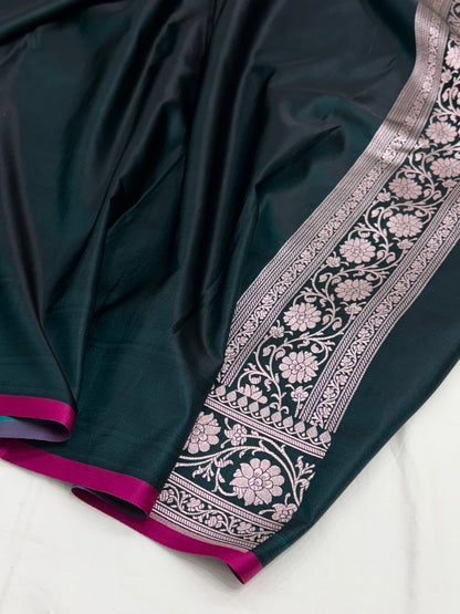 Black Shade With Booti Pattern Mashru Silk Saree
