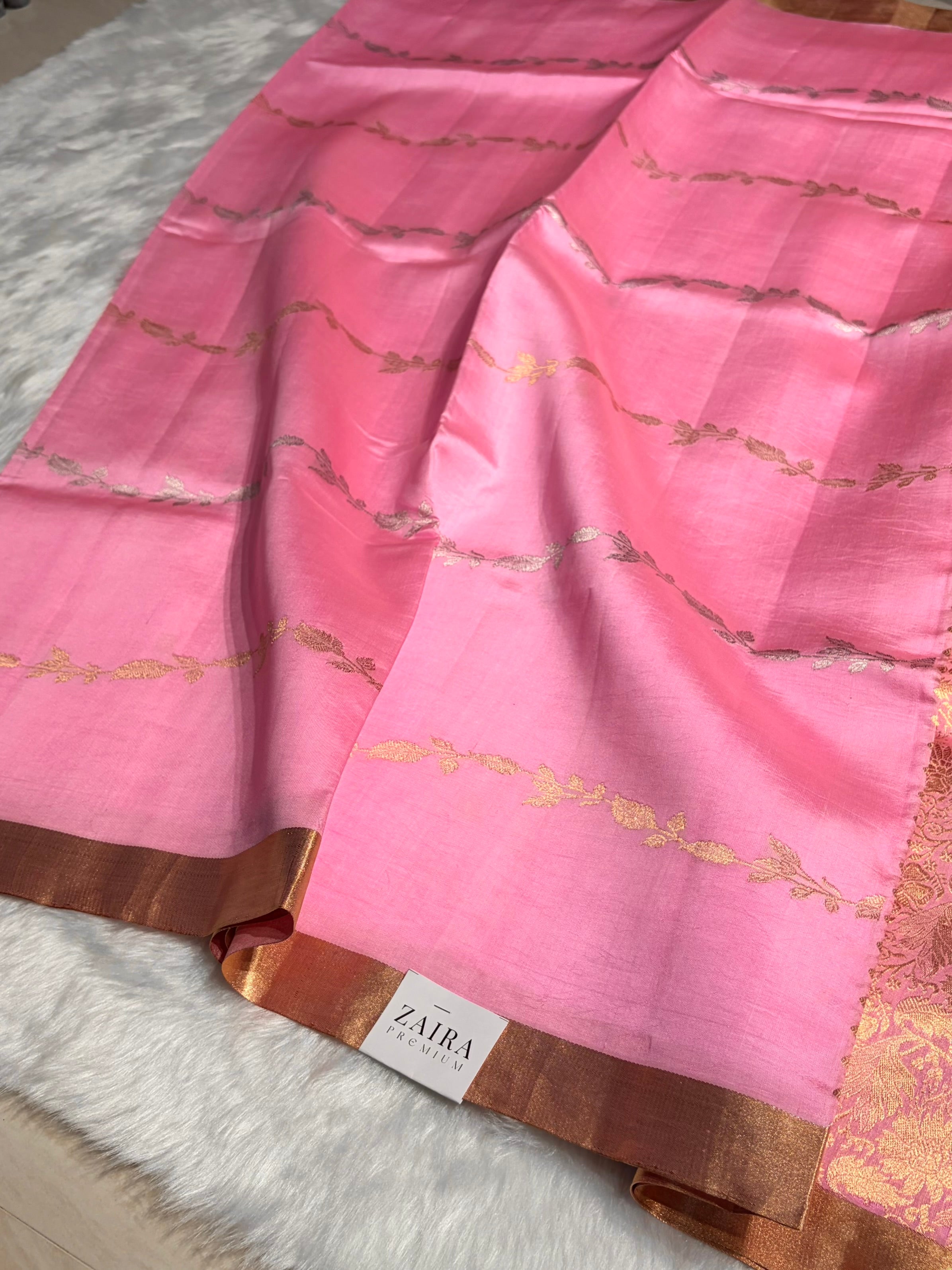 Baby Pink Shades Handwoven Pure Raw Mango Silk RM-39