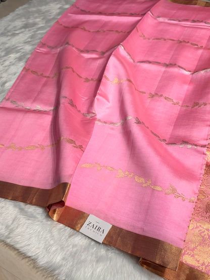Baby Pink Shades Handwoven Pure Raw Mango Silk RM-39