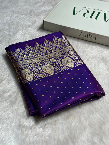 Ultra Light Weight Satin Silk Boota in Magentic Wine Shades SS31