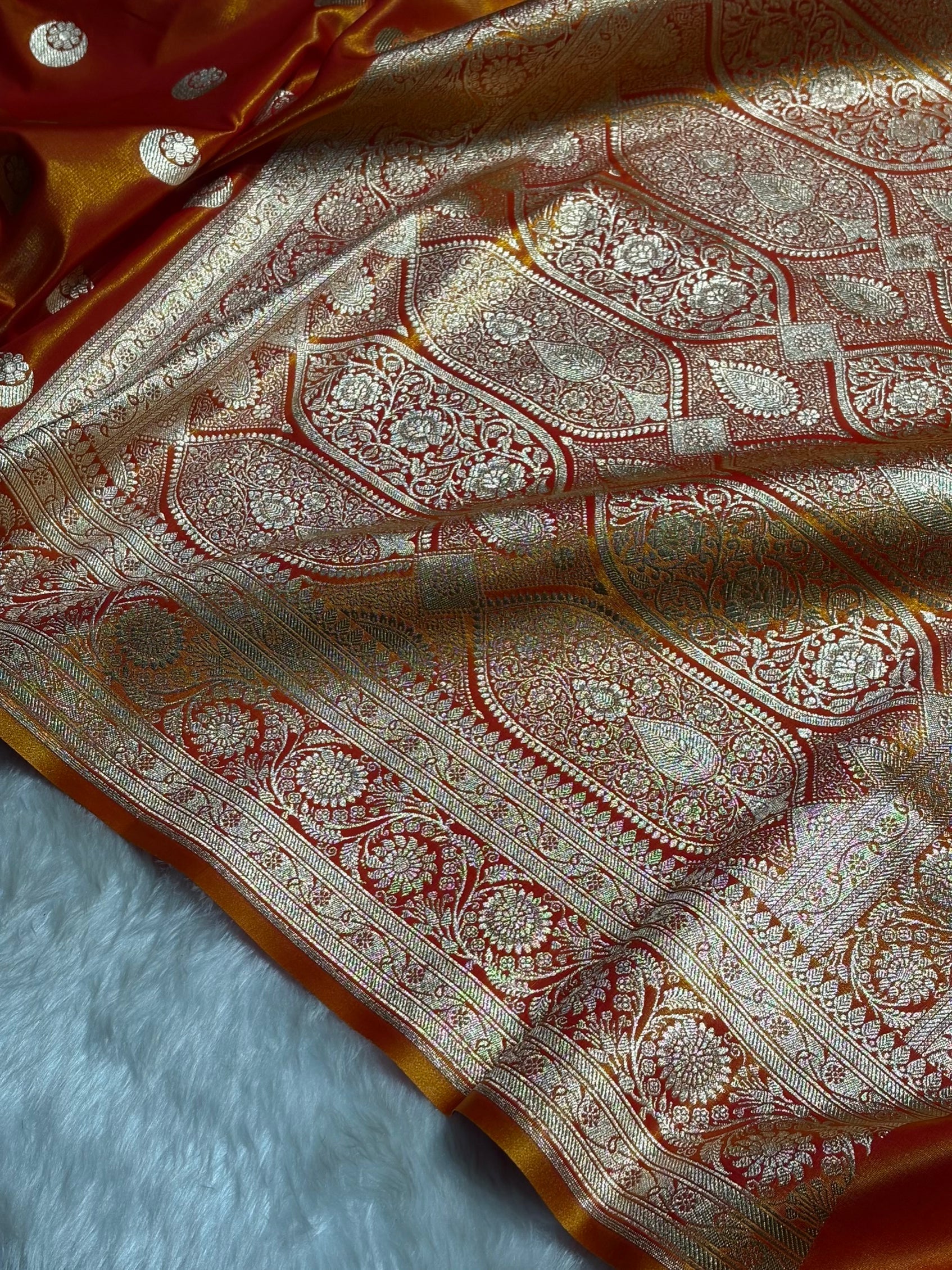 Orange Chand Tara Satin Silk Saree SS04