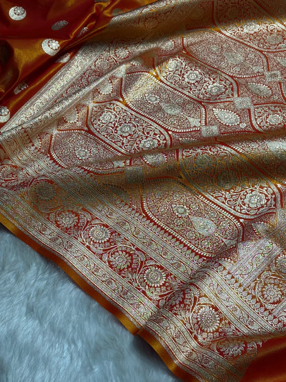 Orange Chand Tara Satin Silk Saree SS04