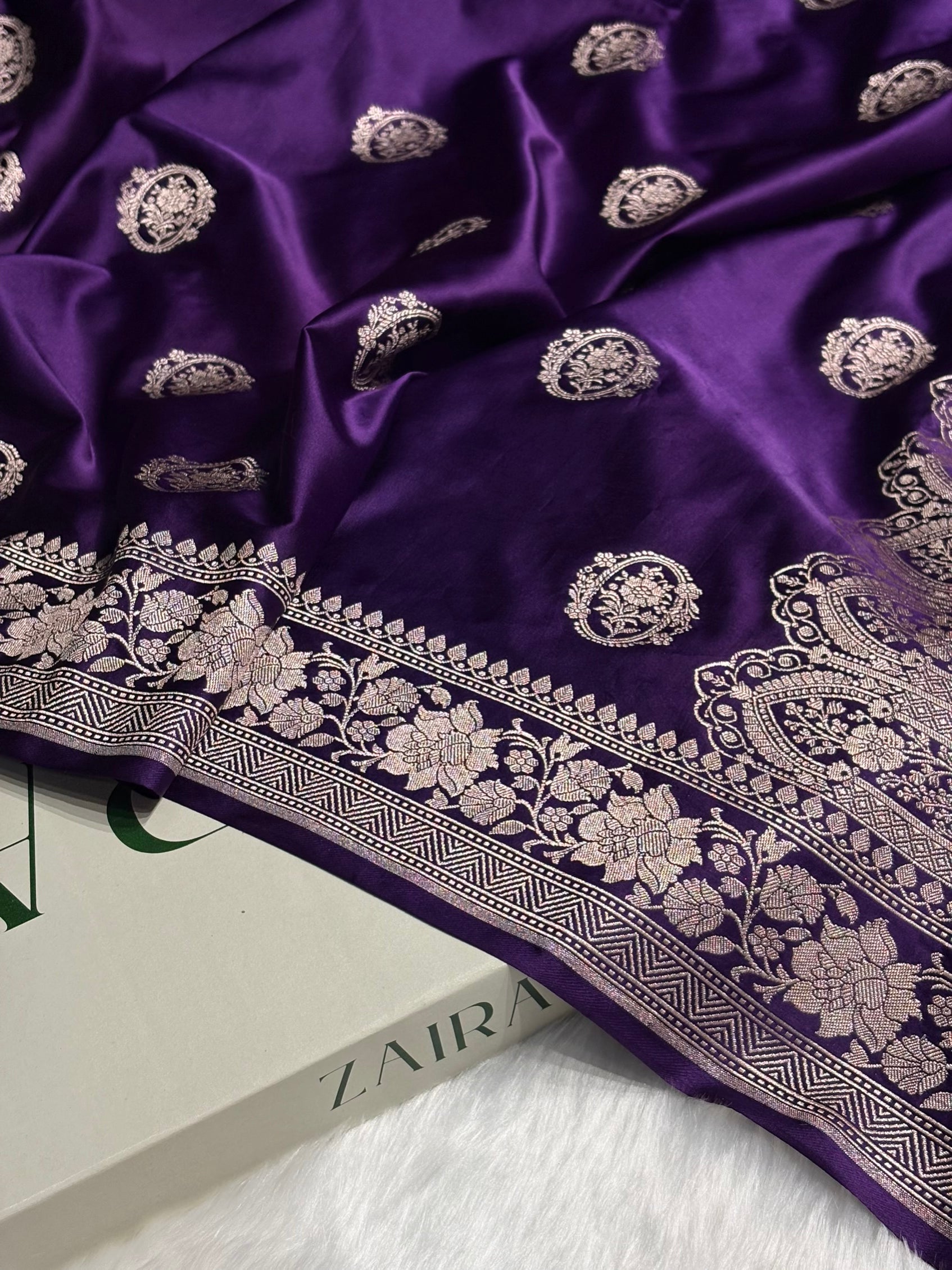 Dark Purple Shades Boota Mashru Silk Saree MS24