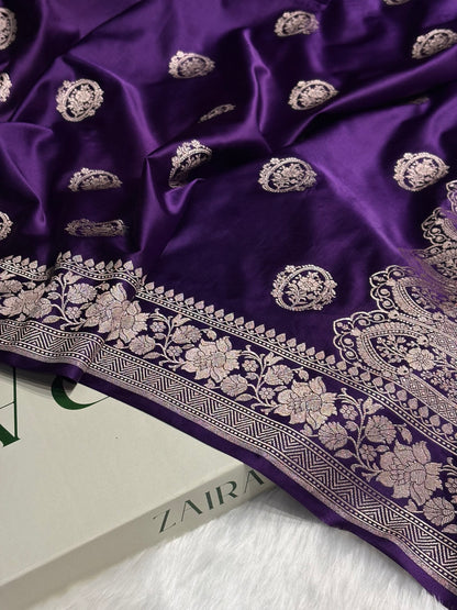 Dark Purple Shades Boota Mashru Silk Saree MS24